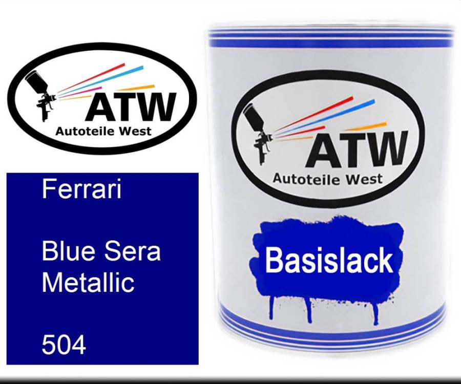 Ferrari, Blue Sera Metallic, 504: 1L Lackdose, von ATW Autoteile West.